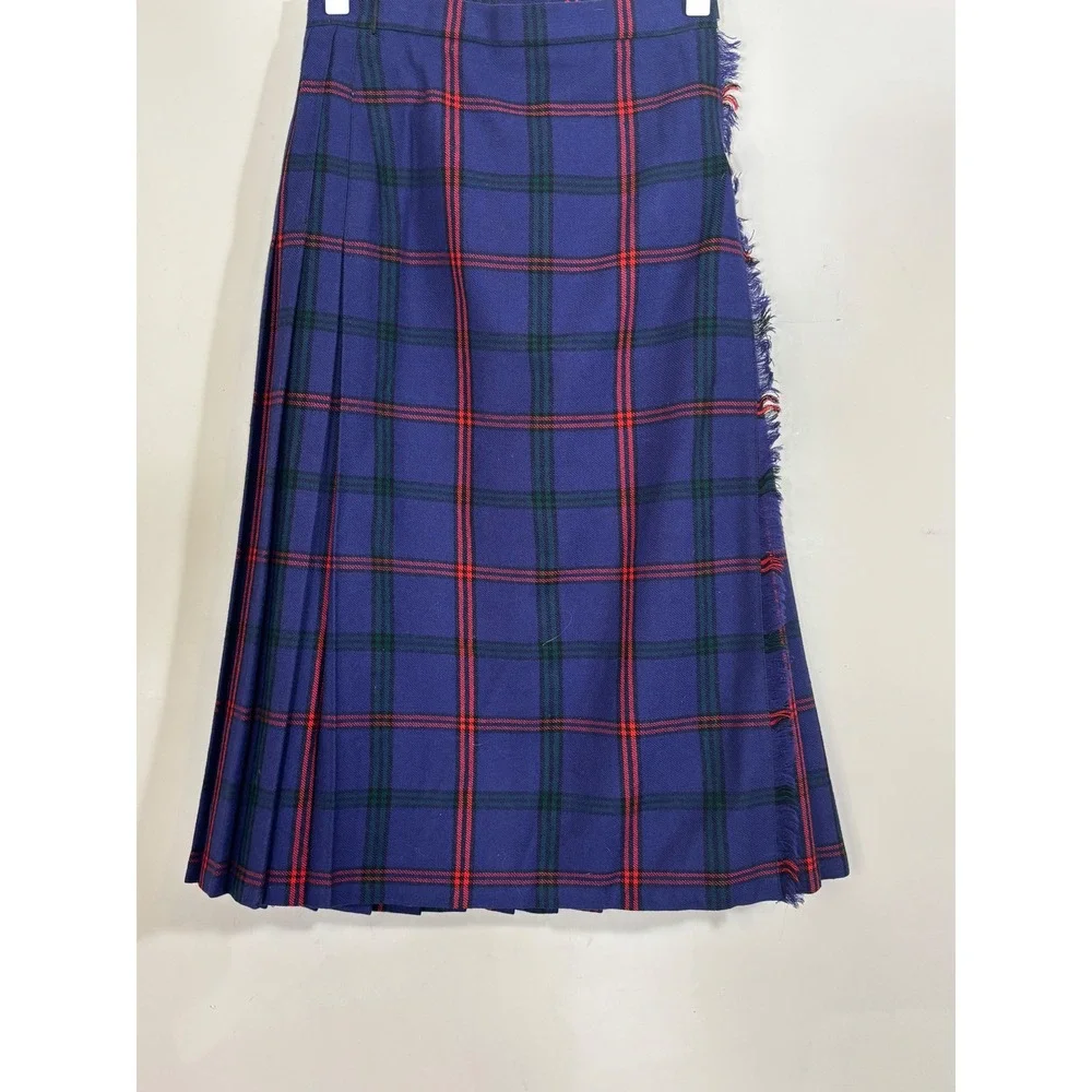 Loch Lomond Mill Vintage Scottish Wool Tartan Plaid Kilt Skirt Blue Red  Green 0